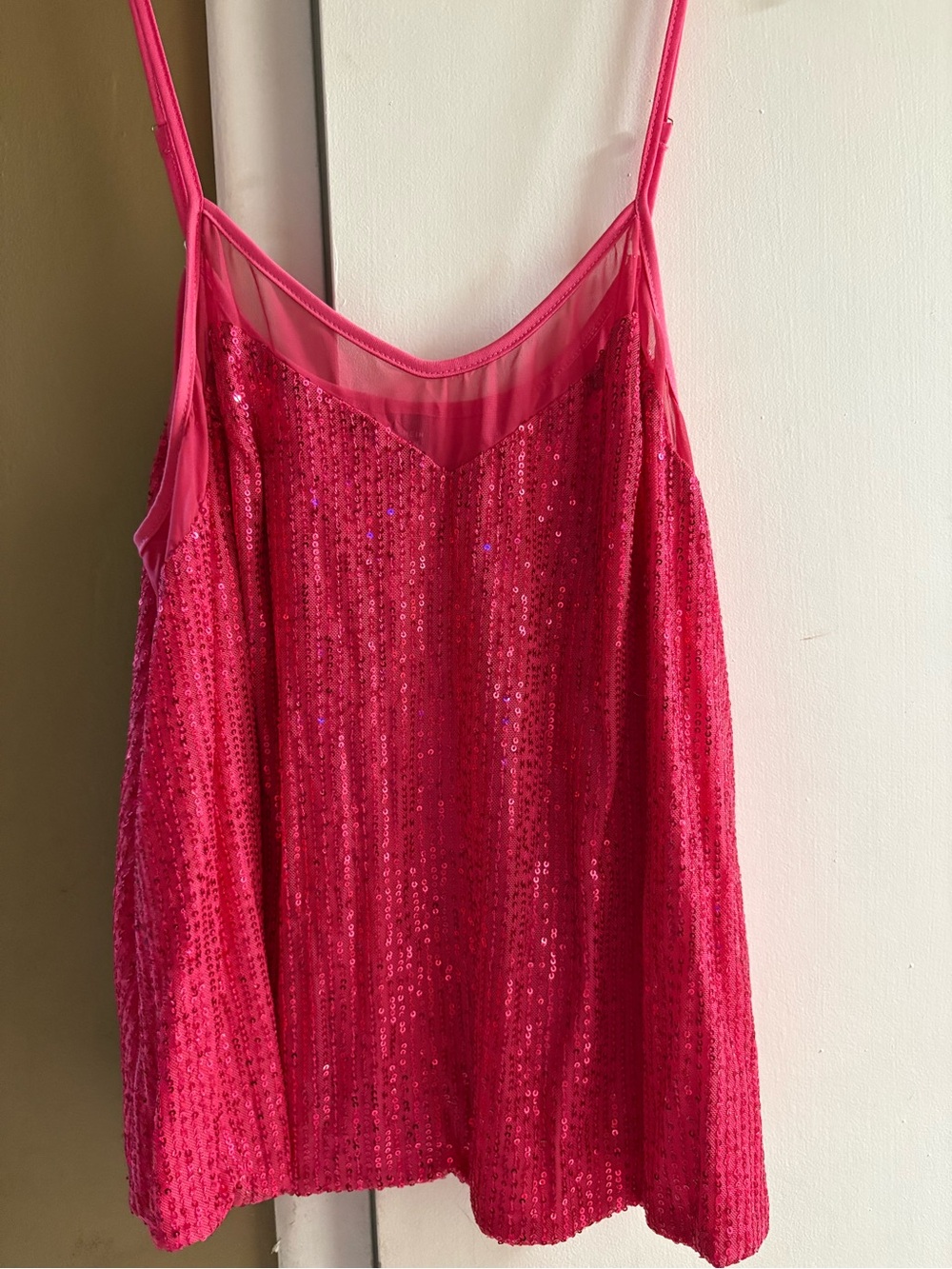 SHEIN Curve Hot Pink Sequin Cami Tank Top 2XL Party Club Holiday Glam